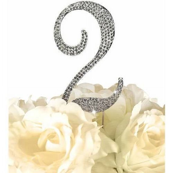 Unik Occasions Sparkling Collection Monogram Cake Topper, Number, Silver