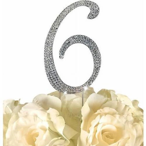 Unik Occasions Sparkling Collection Monogram Cake Topper, Number, Silver