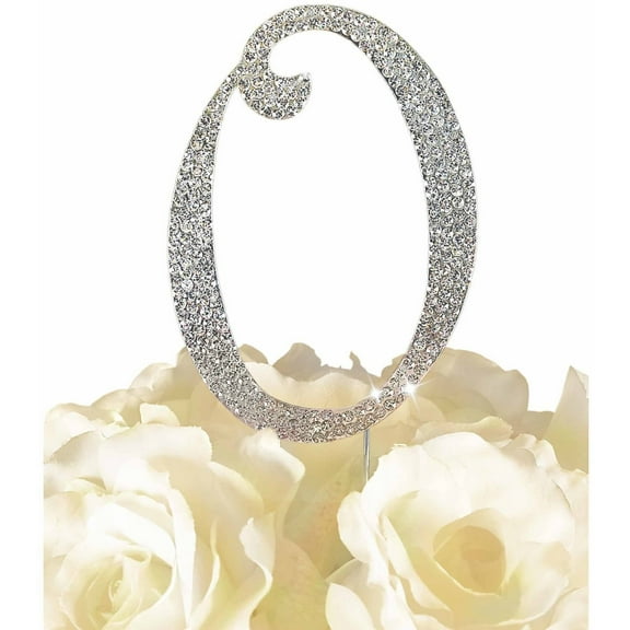 Unik Occasions Sparkling Collection Monogram Cake Topper, Number, Silver