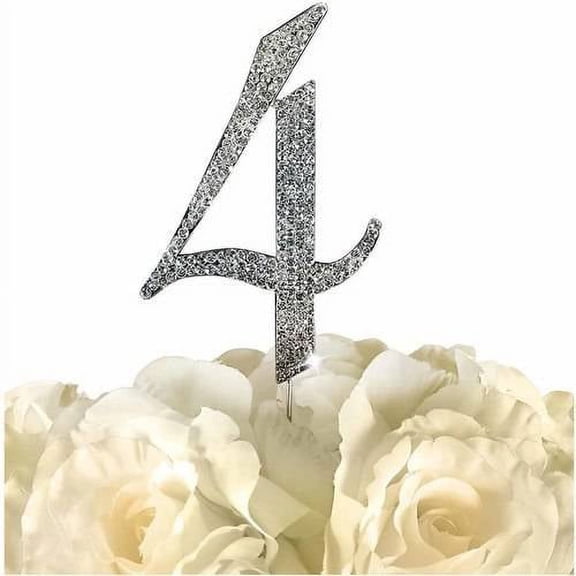 Unik Occasions Sparkling Collection Monogram Cake Topper, Number, Silver