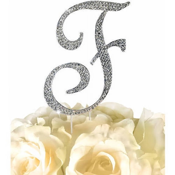 Unik Occasions Sparkling Collection Monogram Cake Topper, Silver