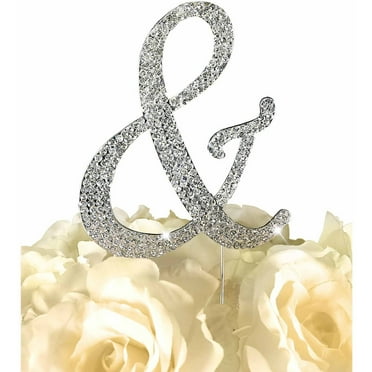 Unik Occasions Sparkling Collection Monogram Cake Topper, Silver