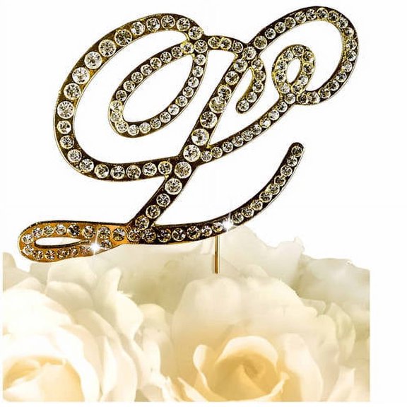 Unik Occasions Victorian Rhinestone Wedding Cake Topper, Gold