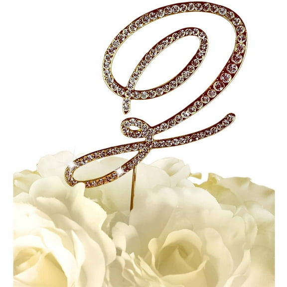 Unik Occasions Victorian Rhinestone Wedding Cake Topper, Gold