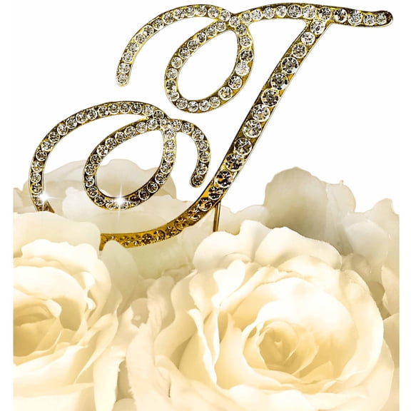 Unik Occasions Victorian Rhinestone Wedding Cake Topper, Gold