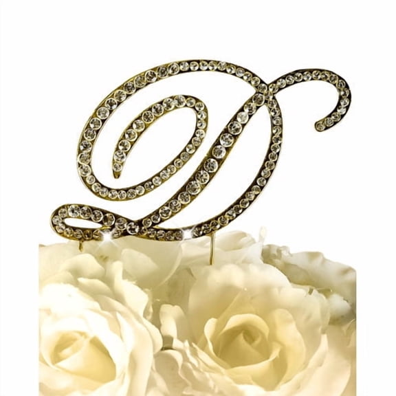Unik Occasions Victorian Rhinestone Wedding Cake Topper, Gold