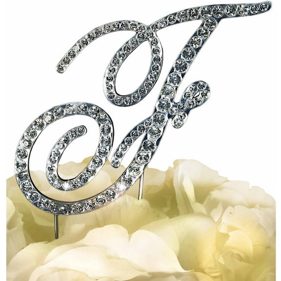 Unik Occasions Victorian Rhinestone Wedding Cake Topper, Silver