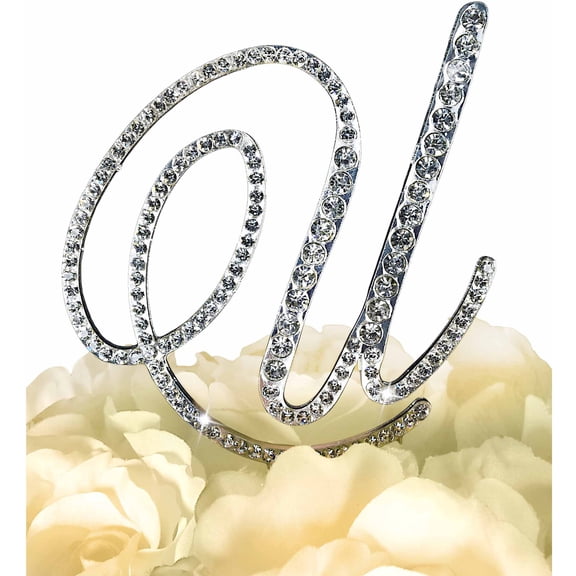 Unik Occasions Victorian Rhinestone Wedding Cake Topper, Silver