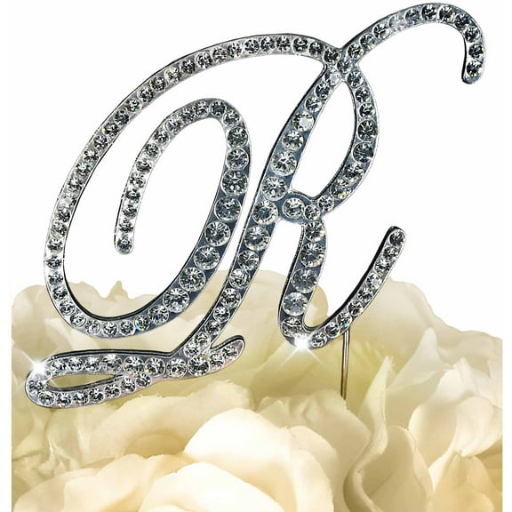 Unik Occasions Victorian Rhinestone Wedding Cake Topper, Silver