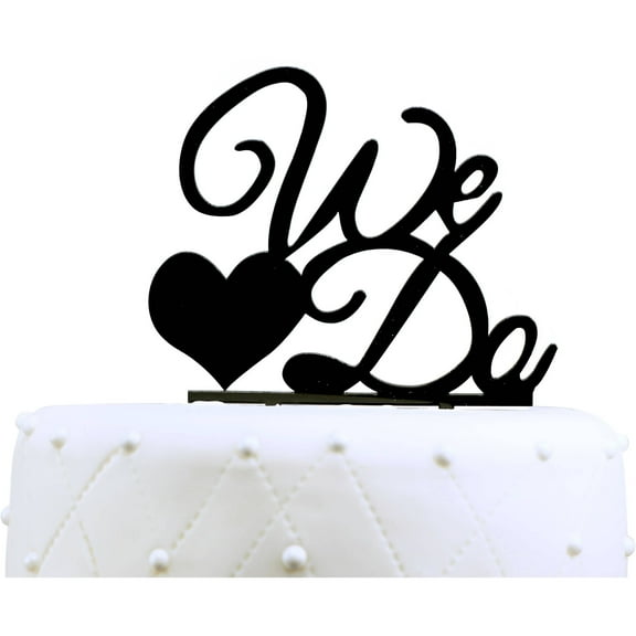 Unik Occasions "We Do" Acrylic Wedding Cake Topper, Black