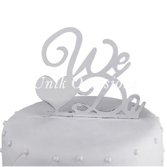 unik occasions we do acrylic cake topper, silver mirror