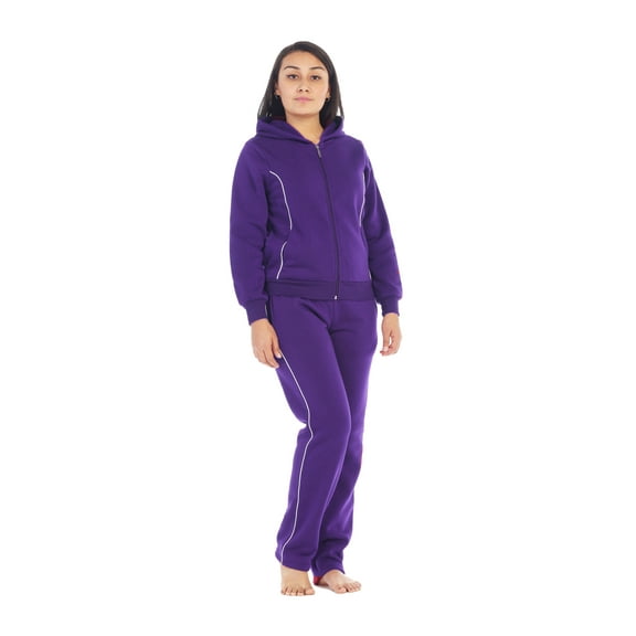 Unik Women Matching Jacket and Pants Fleece Set, Purple Size Medium