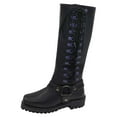 thumbnail image 1 of Unik Women's Premium Leather Laced Motorcycle Boots, 12000-17 (Black, 11), 1 of 5