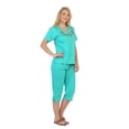 thumbnail image 1 of Unik Women's Short Sleeve Embroidered Floral Blouse and Matching Capri Set, Mint Size XL, 1 of 3