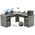 Unikito L Shaped Desk with Drawers, 60 Inch Corner Computer Desks with