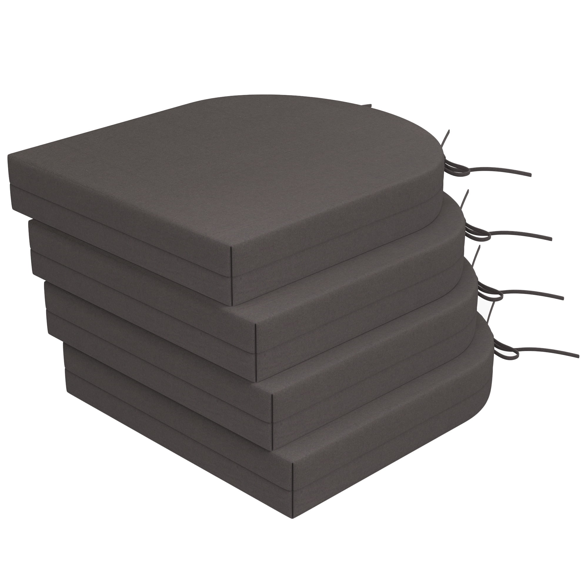Unikome 4-Piece Solid Waterproof Outdoor Patio Seat Cushion 17-Inch x 16-Inch Rounded Square, Dark Grey
