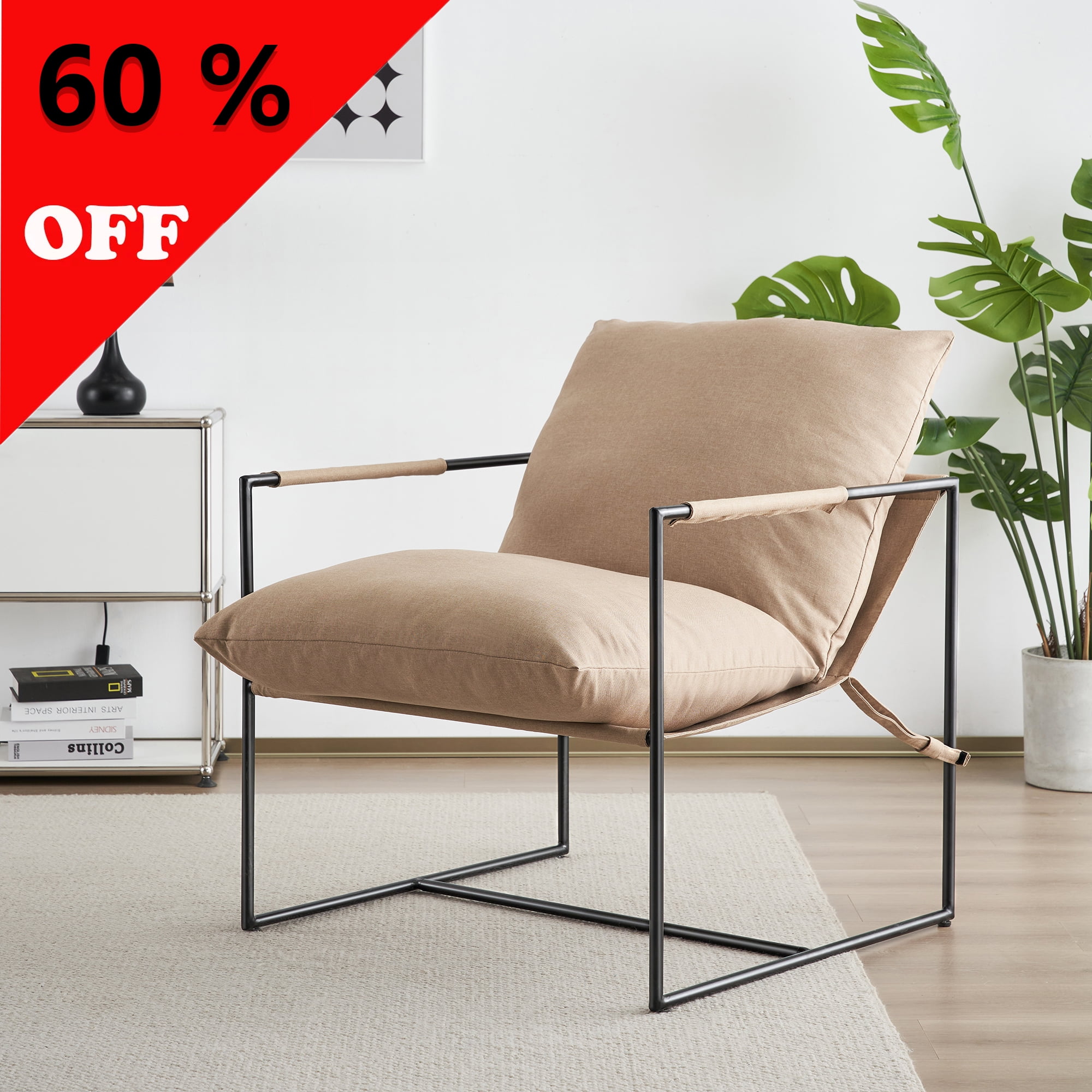 Unikome Basic Livingroom Sling Accent Arm Chair Metal Lounge Chair