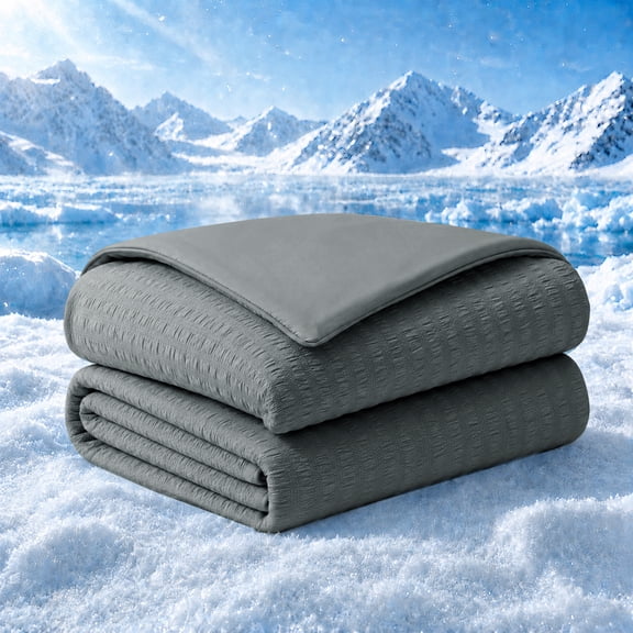 Unikome Cooling Blanket for Bed,Lightweight Reversible Summer Blanket,Soft Breathable Bubble Gauze Blanket with OEKO-TEX Certified Fabric,Machine Washable,Twin 68 x 90 in,Dark Gray