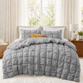 thumbnail image 1 of Unikome Full/Queen Comforter Set, Soft Down Alternative Comforter with Puff Texture, All Season Cozy Bed Comforter with 2 Pillow Shams, Machine Washable, Light Gray, 1 of 7