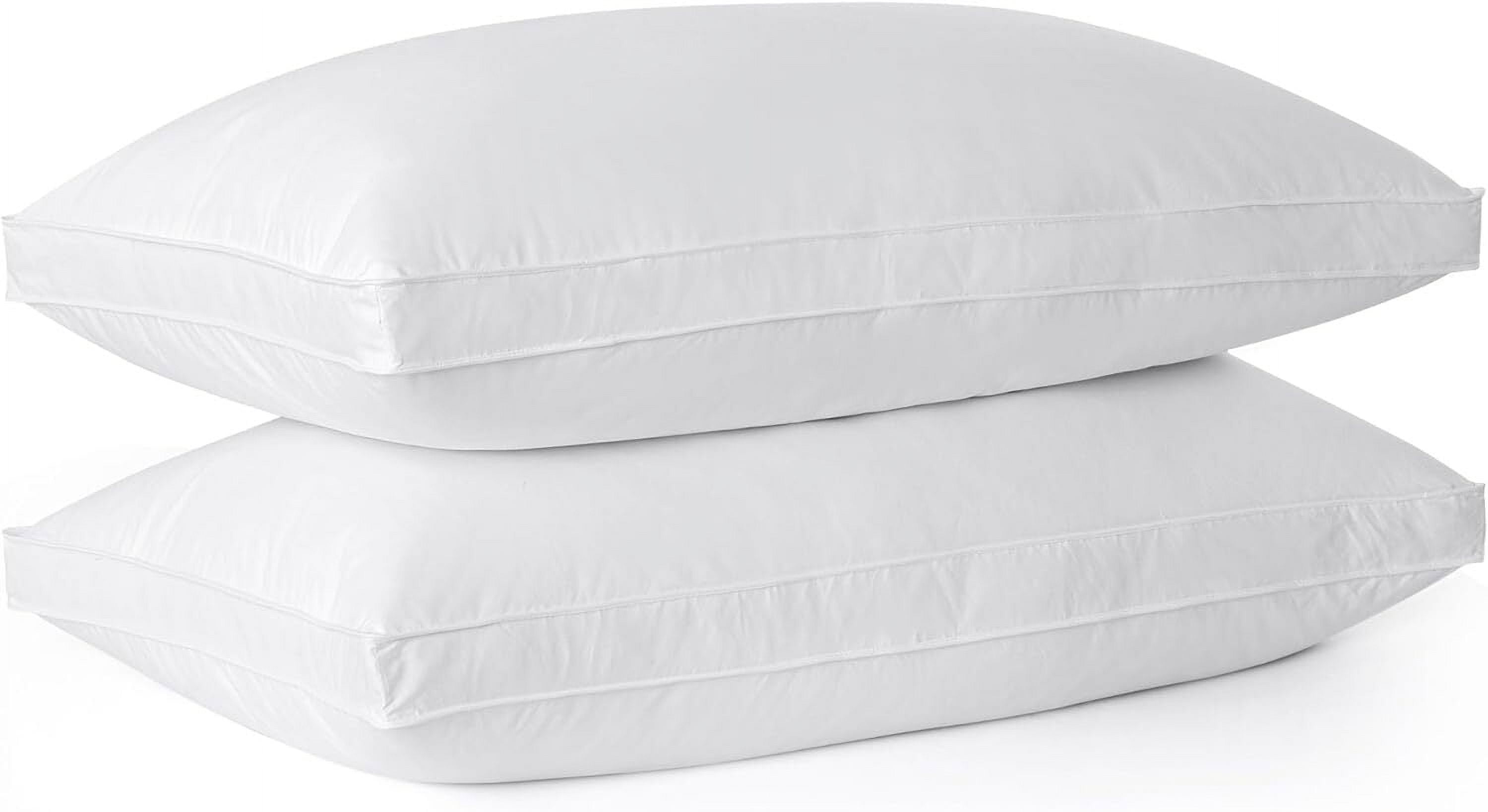 Standard Size White Cotton Goose Down Sleeping Pillows Set of 2