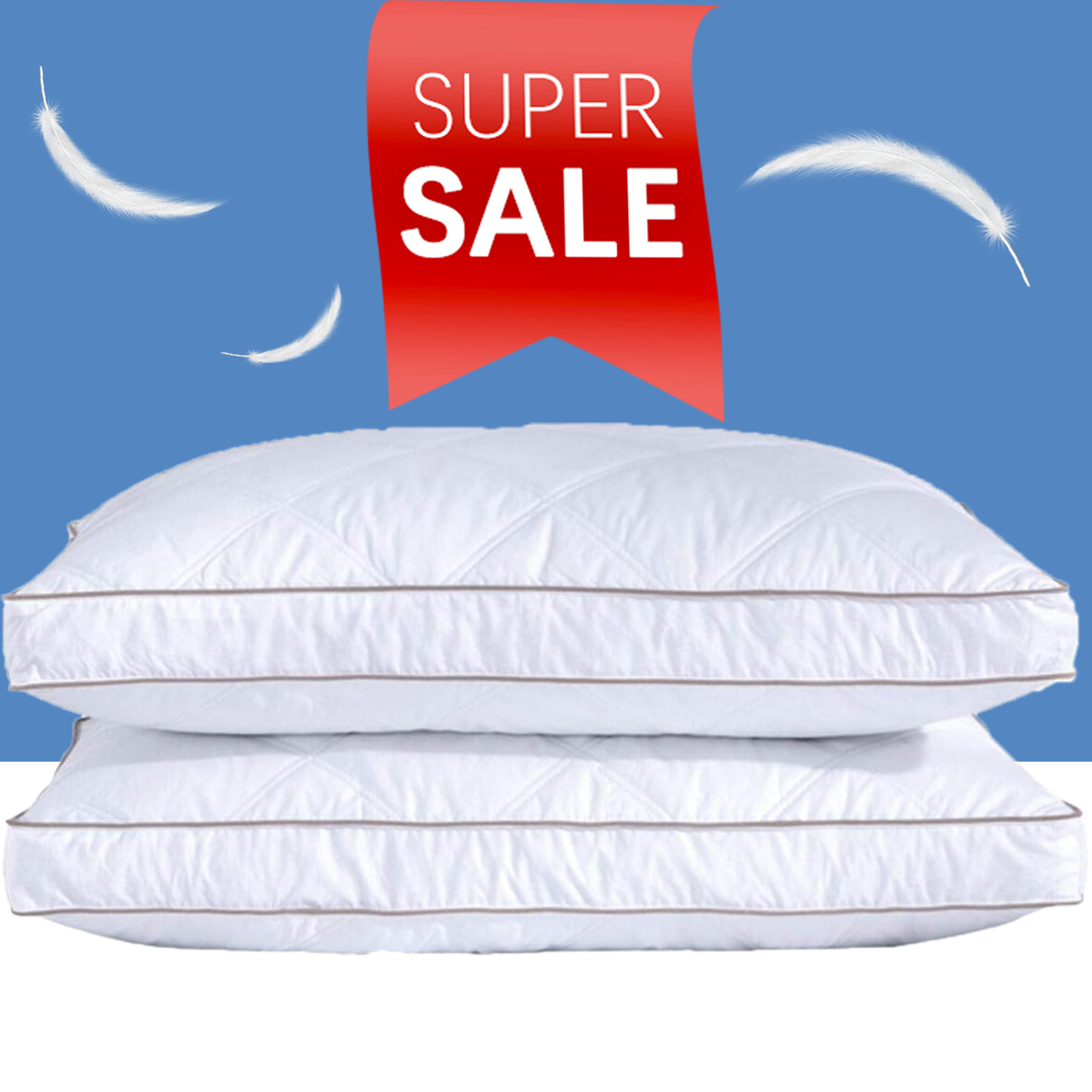 Unikome Goose Down Pillows Queen Size Set of 2, 100 Cotton Pillow