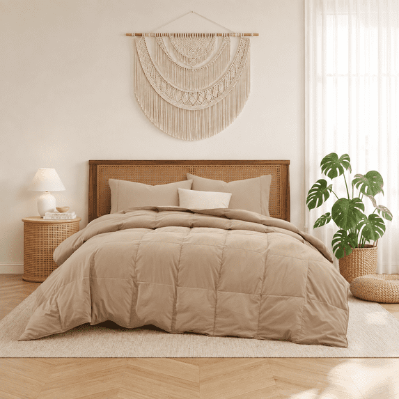 Unikome Goose Feather Fiber Lightweight Comforter, Duvet Insert with RDS Natural Fill, OEKO-TEX Certified, Box Stitch, 4 Corner Loops, Cal King 108 x 94 in, Ginger Root