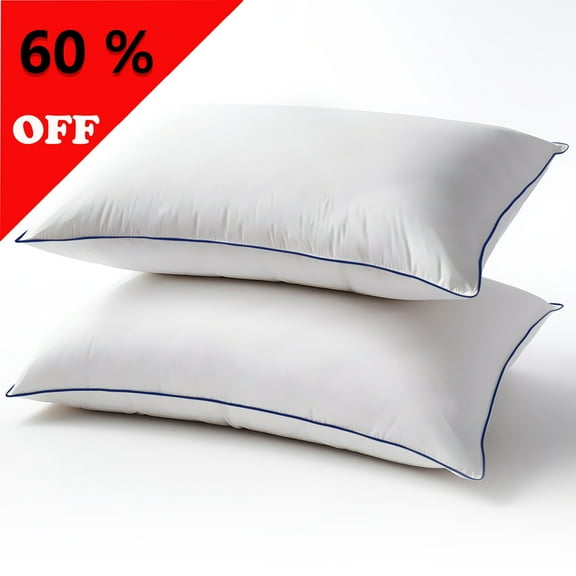 Unikome Goose Feather Pillows for Sleeping Medium Firm Feather Down Pillow Inserts Standard Size Set of 2 Soft Cozy Cooling Bedding Bed Pillow, 20 x 26 Inch