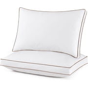PYPUMSA Goose Down Pillows Queen Size Set of 2, 100% Cotton Pillow Cover Down proof Down Feather Pillows for Sleeping, Luxury Hotel Collected Bedding Quilted Pillows, Gusseted, 2 Count
