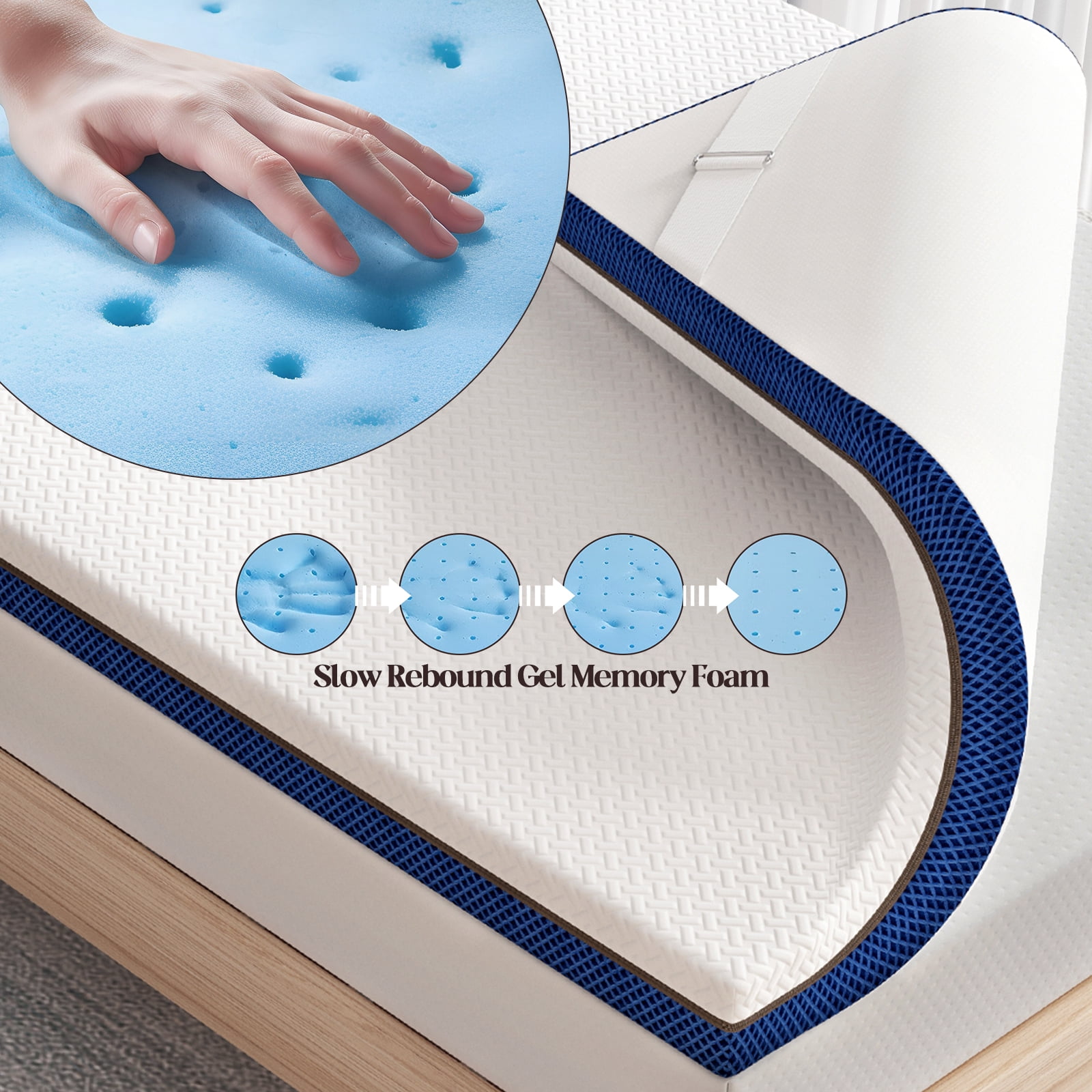 Unikome King 3 Inch Memory Foam Mattress Topper Mattress Pad High