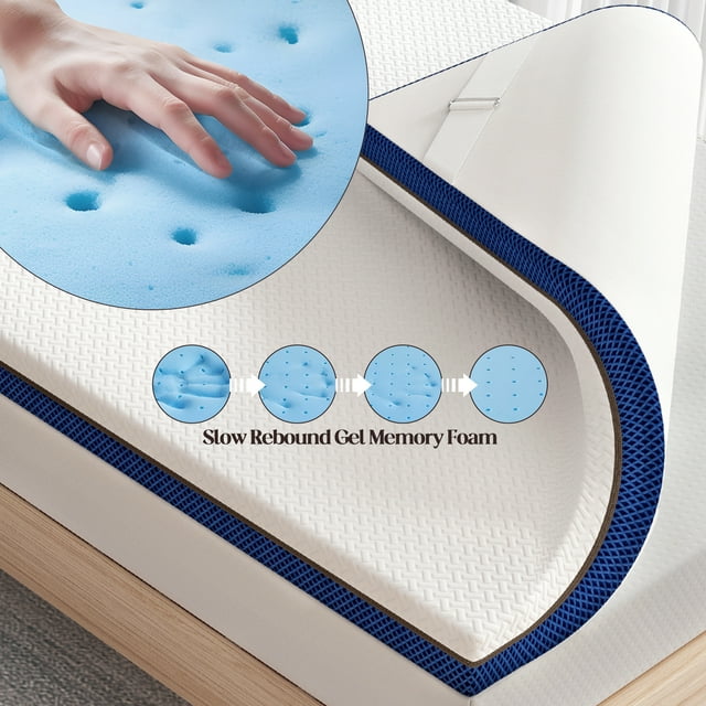 Unikome King 3 Inch Memory Foam Mattress Topper Mattress Pad High