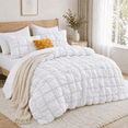 thumbnail image 1 of Unikome King Comforter Set, Soft Down Alternative Comforter with Puff Texture, All Season Cozy Bed Comforter with 2 Pillow Shams, Machine Washable, White, 1 of 7