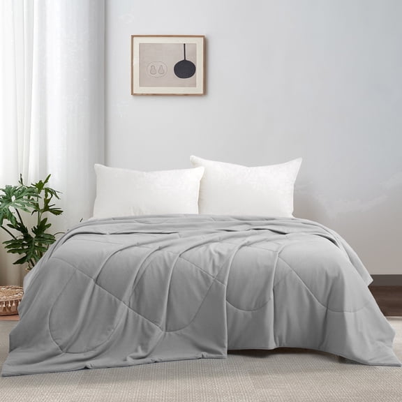 Unikome Marshmallow Comforter, All Season Blanket Comforter Set, Cooling Blanket for Hot Sleepers, Breathable Comforter & Duvet Insert, Light Gray, King 108"x90"