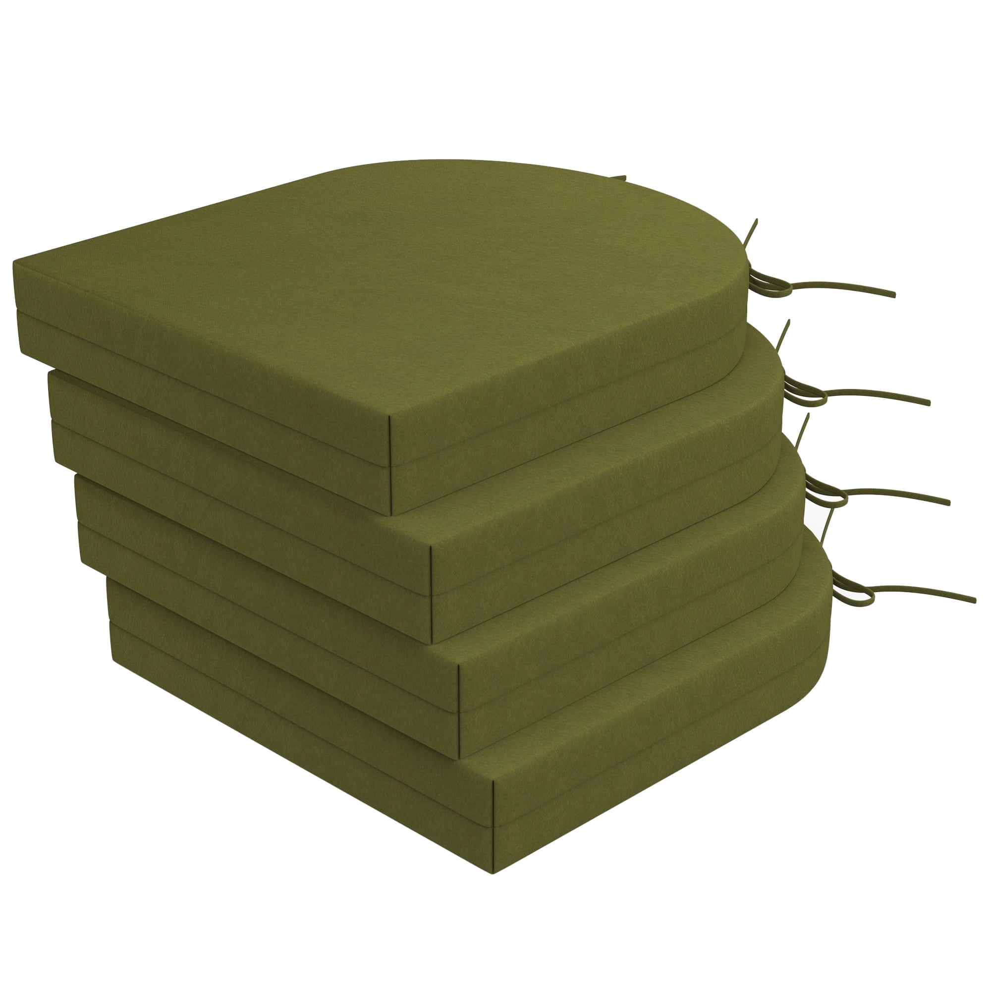 Unikome 4-Pack Outdoor Patio Seat Cushions, Waterproof High-Density Foam, Rounded Square, 17 x 16 inch, Green