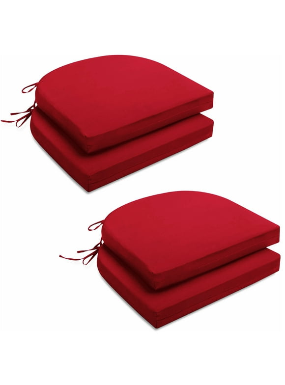 Unikome Outdoor Cushions 4-Piece Solid Waterproof Outdoor Patio Seat Cushion 17-Inch x 16-Inch Rounded Square, Wine Red