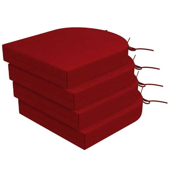 Unikome Outdoor Cushions 4-Piece Solid Waterproof Outdoor Patio Seat Cushion 17-Inch x 16-Inch Rounded Square, Wine Red
