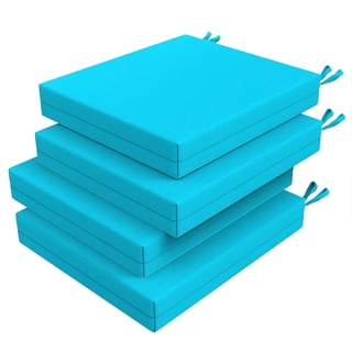 Unikome 4-Pack Outdoor Patio Chair Cushions, Solid Water-Resistant Foam, Square, 18.5 x 16 inch, Blue