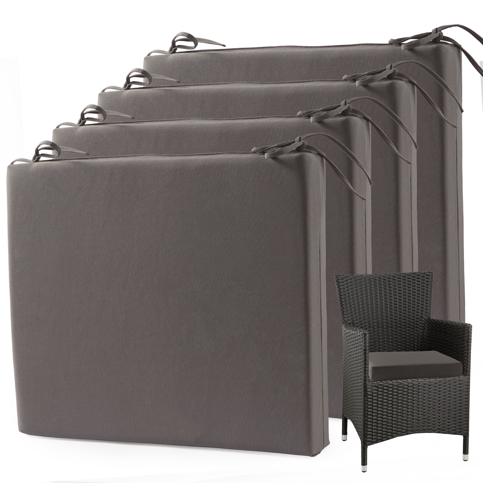Unikome Set of 4 Solid Outdoor Patio Seat Cushions Exterior Outside Water resistant 18.5x16 Inch Walmart