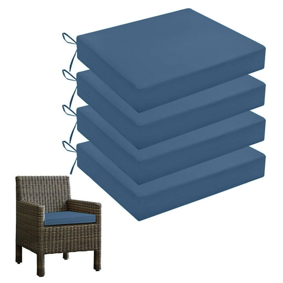 Unikome Outdoor Cushions Set of 4 Solid Water-resistant Outdoor Patio Seat Cushion 18.5-Inch x 16-Inch Square, Navy Blue
