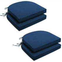 Unikome Outdoor Seat Pads Seat Cushions 4-Piece Solid Waterproof Patio Seat Chair Cushions 17 x 16 Rounded Square Patio Cushions, Navy Blue, Set of 4