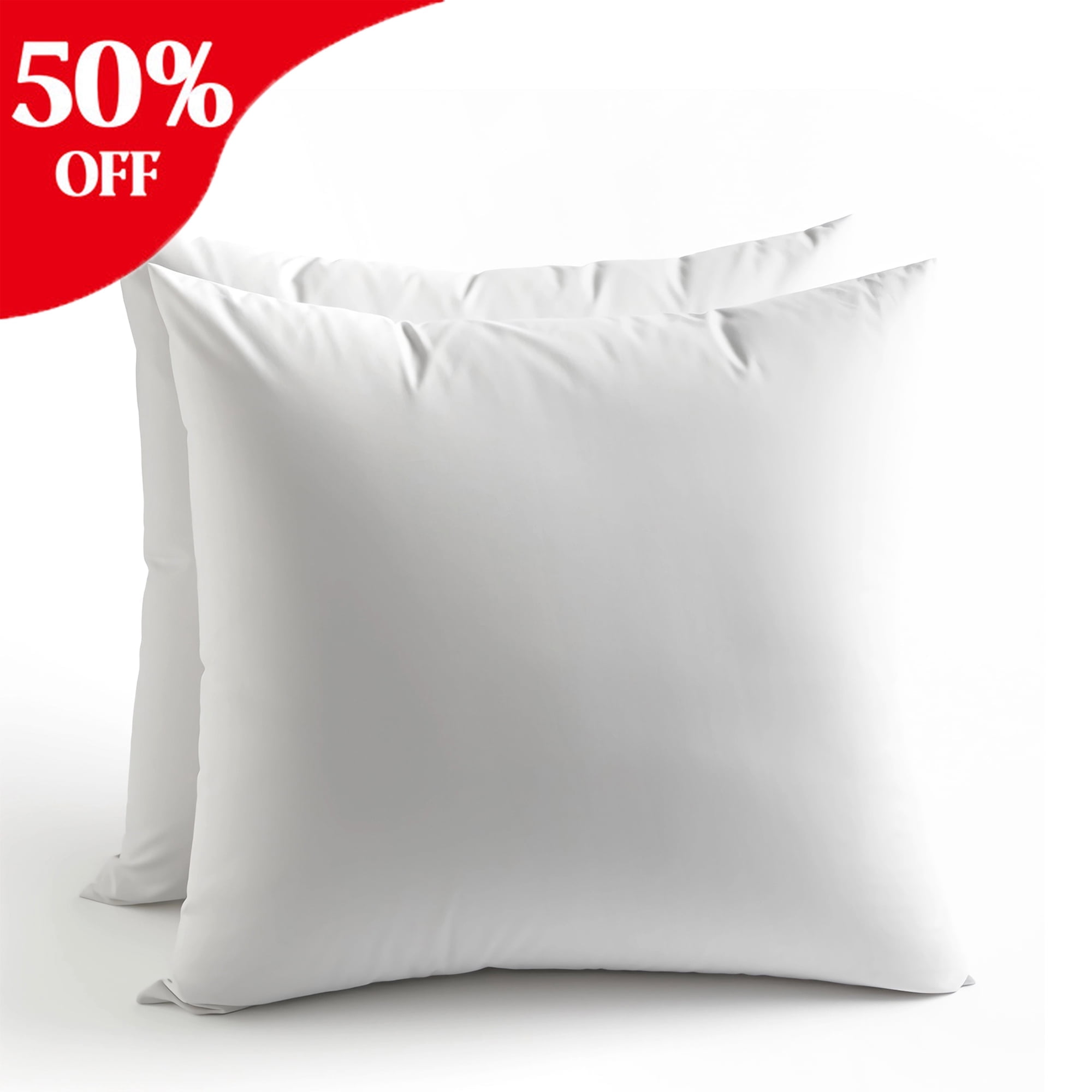 Unikome Throw Pillow Inserts Squared Pack of 2, 26 x 26 Decorate Euro Pillow Inserts Feathers and Down Pillow Stuffer for Bed, Couch, and Cushion, White