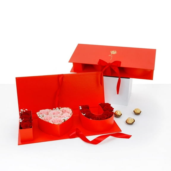 Unikpackaging “I Love U” Box, with Plastic Liner, Ribbon for Gifts and Flower Arrangements, Red