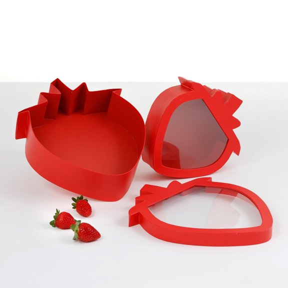 Unikpackaging Set of 2 pcs Strawberry-Shaped Gift Boxes for Flowers, Chocolates, and Gifts | Perfect for Valentine's, Birthdays, and Special Occasions, Red