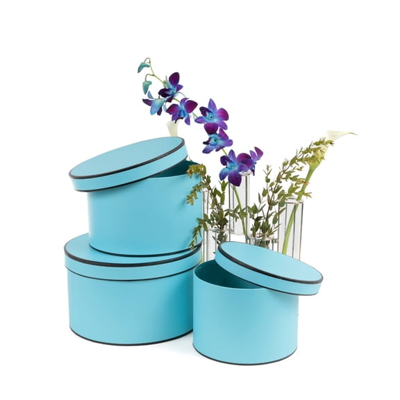 Unikpackaging Set of 3 pcs, Round Flower/Gift Boxes with Lids, Tiffany