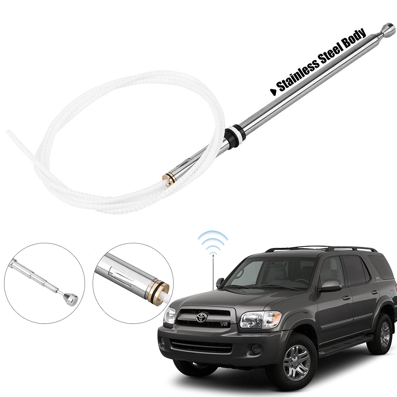 Unikpas Power Car Antenna mast w/Cable Compatible for Toyota Sequoia
