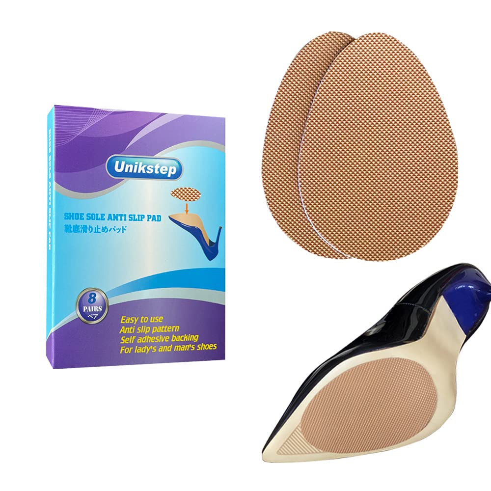 Unikstep 8 Pairs (16 Pieces) Shoe Sole Anti Slip Pads, Non Skid Self