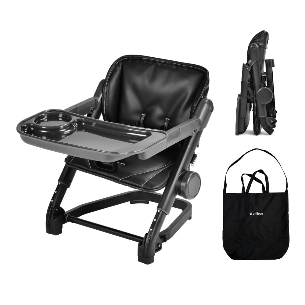 Unilove Feed Me 3-in-1 Dining Booster Seat for Infant and Toddler, Bubble Black