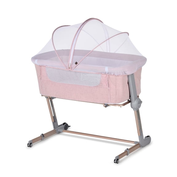 Unilove Hug Me Plus Bedside Sleeper & Portable Bassinet with Net, Plum Pink
