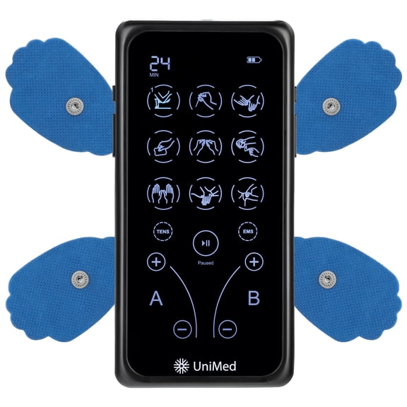 Unimed Touch Screen Tens Unit Muscle Stimulator Dual Channel Electrotherapy Device Rechargeable Massager 36 Modes