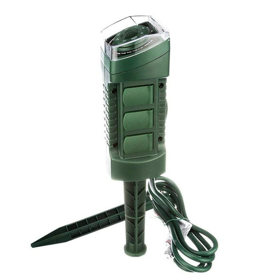 Uninex 6 Outlet Mechanical Timer Weatherproof Extra Long Yard Stake Outdoor 6 Ft Cord Safety Flip Covers Photocell Light Sensor UL