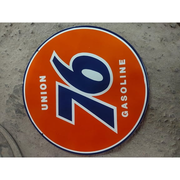 Union 76 Pure Porcelain Enamel Heavy Metal Sign 30 inches Double Side